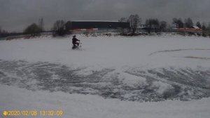 Испытание мотосаней Муравей на гусенице
