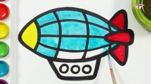 Дирижабль -  живопись и раскраски для детей, малышей! Давайте рисовать вместе