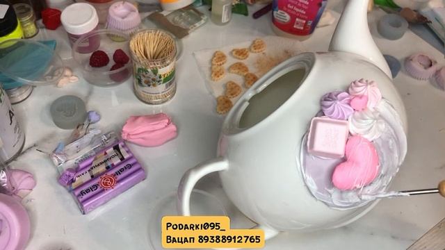 Шикарный подробный мк/смогут все!полимерная глина/сервиз чайный украшенный полимерной глиной