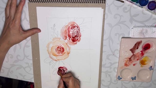 Урок 13. Роза пушистая акварелью. Рисуем легко и быстро смотреть онлайн