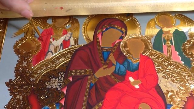 Икона. Иконопись.Написание иконы. Письмо драпировок Образ Богородицы Пантанасса  Всецарица .Ангелы