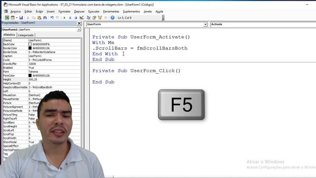 Habilitar Barra de Rolagem em Formulário - ScrollBars Excel VBA смотреть онлайн