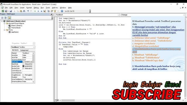 Search Data ListBox Userform dengan Pencarian AdvancedFilter & FilterCopy