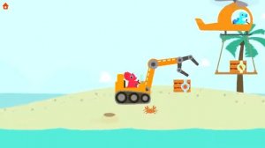 Dino Mini Trucks and Diggers & Dinosaur Rescue Work With Bulldozer Educational VIdeo