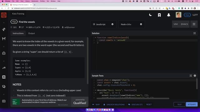 PASV: РЕШЕНИЕ задания Codewars для Собеседования на JavaScript. Извлечь гласные из строки. смотреть онлайн