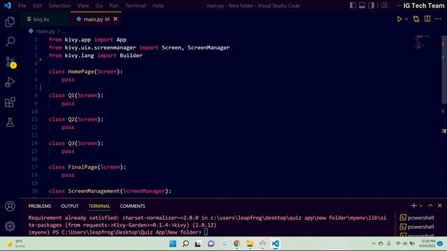 Quiz Application using Kivy | Python framework | Complete Project with source code