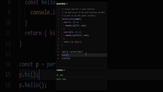 Closure Function | JavaScript | #javascript #learning #learncoding #programming #tricks