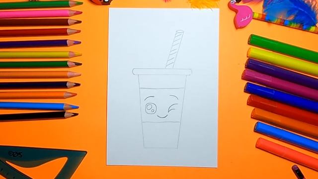 УЧИМСЯ рисовать МИЛЫЙ СТАКАНЧИК С ТРУБОЧКОЙ | #DRAWINGS смотреть онлайн