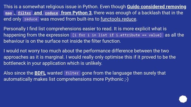 List comprehension vs. lambda + filter смотреть онлайн