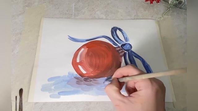 Ёлочная игрушка. Рисунок к новому году. Рисование для детей. Рисуем новогодний рисунок.