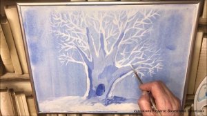 Как легко нарисовать пейзаж гуашью |Зима | Рисование для детей 7+ #живопись #гуашь #зима #длядетей