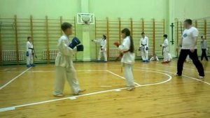 Спарринг по карате мальчик против девочки