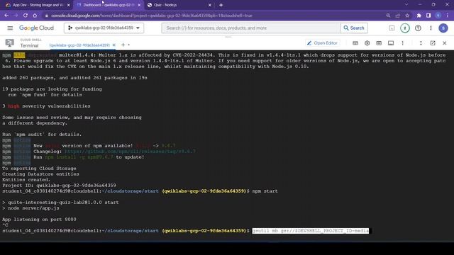 App Dev - Storing Image and Video Files in Cloud Storage: Node.js Qwiklab