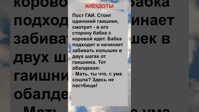 Бабка с коровой идёт в сторону поста ГАИ... Анекдоты! Шутки! Приколы!