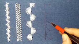 Hand Embroidery, easy borderline embroidery tutorial, bead embroidery,हाथ की कढ़ाई,হাতের কাজ