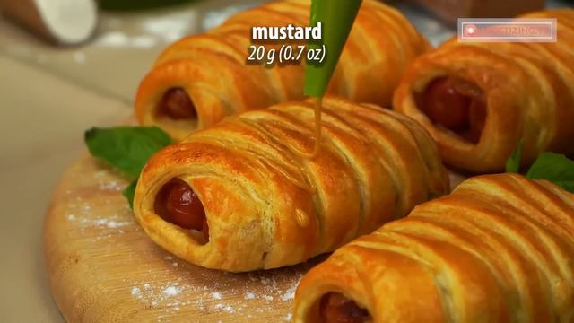 Appetizer with the clip! The tastiest appetizer made of puff pastry and sausages!