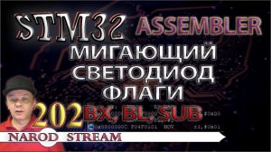 Программирование МК STM32. Урок 202. Assembler. Мигающий светодиод. BX, BL, SUB. Флаги. Условия