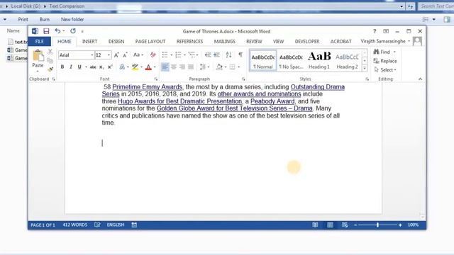 Let’s learn how to compare two-word files