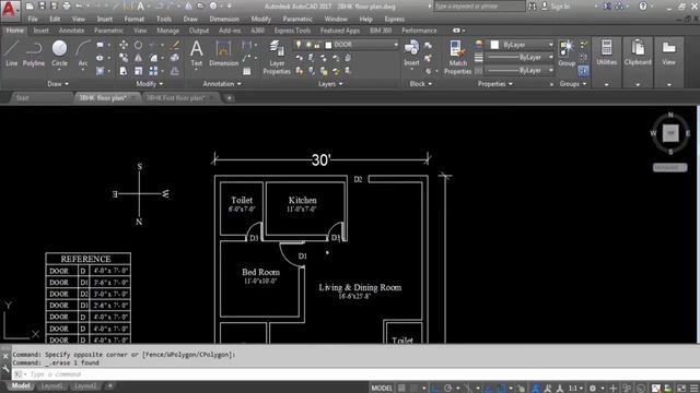 30'x46' 3 BHK House Plan with Car Parking in AutoCAD || 1287 sqft Carpet Area || Building #8 смотреть онлайн