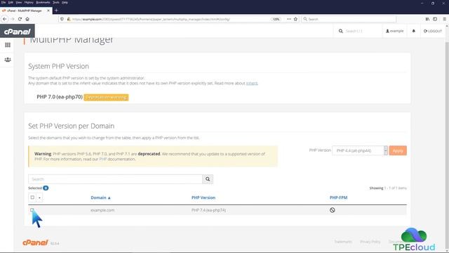 TPEcloud Tutorial: How to Reset the PHP Version to the Default Version, Using cPanel смотреть онлайн