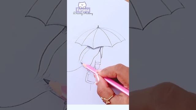 Easy drawing || How to draw a girl with umbrella - pencil sketch  #Creative #art #Satisfying #Short
