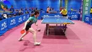 Wang Manyu with Zhang Jike's personal coach