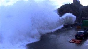 Huge Storm Wave Smashes Ilfracombe Building Site