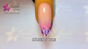 Die besten Glitter Babyboomer Nails  mit Acrylgel Rosa, Weiß, Schwarz