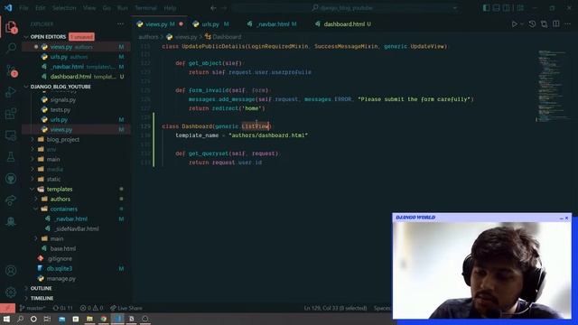Creating dashboard design in blog project  | Django | Python