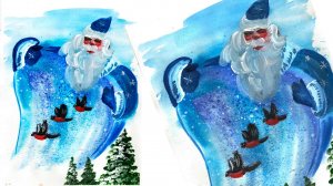 Как нарисовать Деда Мороза. Нарисуем Новогоднюю сказку. Рисуем Новогоднюю открытку. Рисуем Новый год