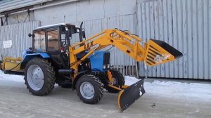 Коммунальная установка LEX ПФ-08 ОС-01г: погрузчик с ковшом (КУН МТЗ) и отвал на тракторе