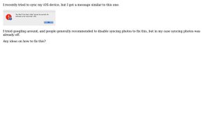 Apple: iTunes sync error -50