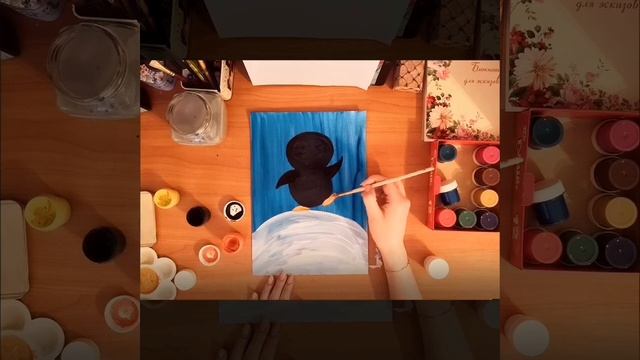 Правополушарное рисование для детей. Видео урок "Как нарисовать пингвина", рисование гуашью, арт