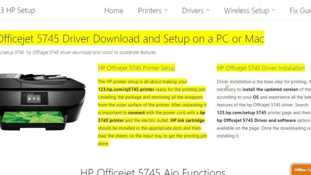 HP Officejet 5745 printer setup | Unbox HP Officejet 5745 printer | Wi-Fi setup