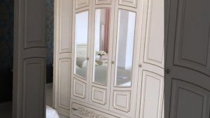 Спальня Валерия с 5 дверным шкафом Бежевый матовый с патиной золото СКФМ.