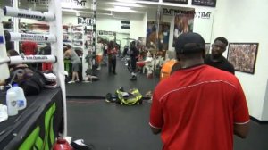 Andrew Tabiti padwork & fun with Floyd Mayweather