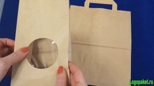 Пакеты из крафт бумаги с плоскими ручками без печати