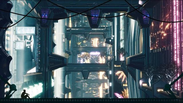 ASMR Cyberpunk | Future City Aerial Flying Traffic Sound Music Ambience| 8 Hours