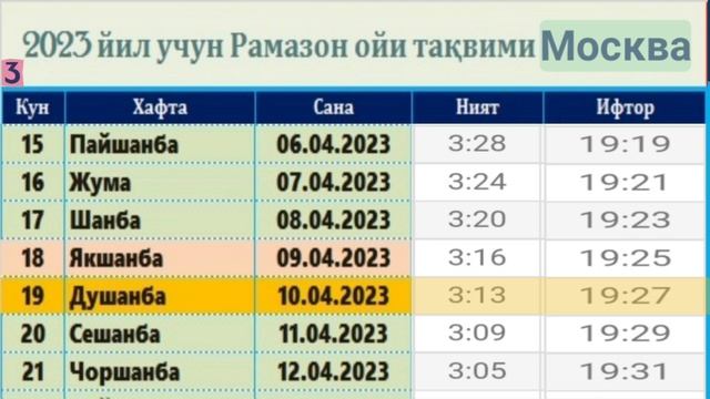 РАМАЗОН ТАКВИМИ МОСКВА 2023 / Moskva Ramazon taqvimi 2023 / Рамадан календарь Москва 2023 смотреть онлайн