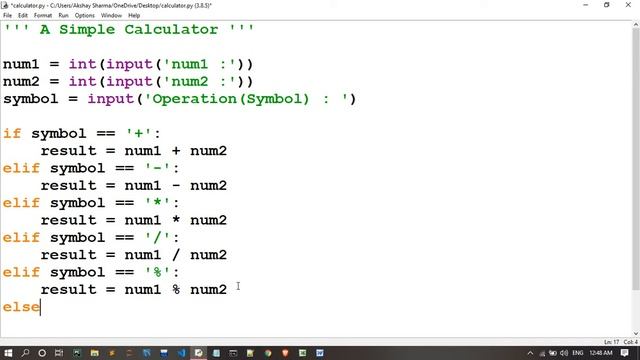 A Simple Calculator || In Hindi || Python