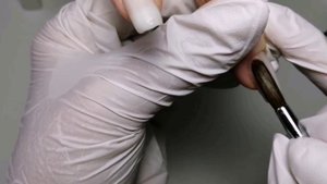 Коррекция длинных квадратов с лёгким дизайном/Подготовка рук и маникюра с фото.