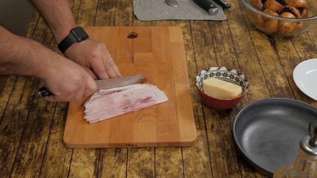 Грибы с ветчиной и сыром. смотреть онлайн