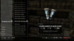 Stalhrim Gauntlets of Major Alchemy (Light Armor)