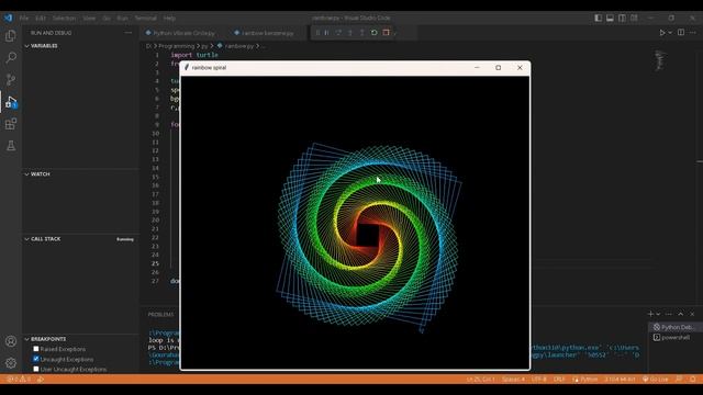 Creating A Wave Type Flower with python graphics using turtle graphics.