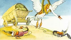 Лебедь рак и щука на коми языке