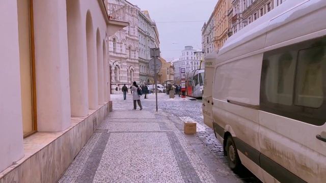 Frosty Winter Morning in Prague ? -10°C Streets Walk 4k - Czech Republic Snowy Ambience