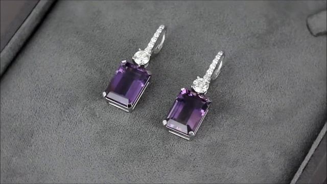 Серьги из белого золота с аметистом и бриллиантами смотреть онлайн
