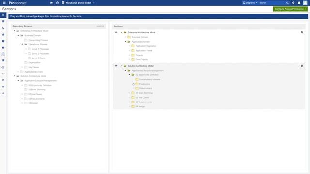 Prolaborate - Defining Sections and Access Permissions