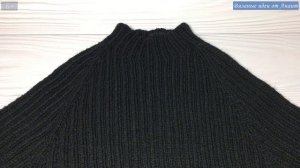 Водолазка спицами женская “Черная лапша” реглан сверху без шва