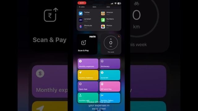 Making expense excel sheet using iPhone shortcuts